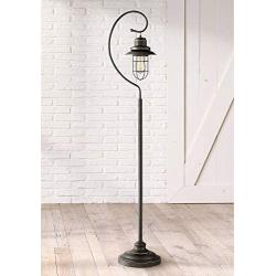 Ulysses Rustic Industrial Floor Lamp LED Oil Rubbed Bronze Arched Top Arm Lantern Cage for Living Room Reading Bedroom - Franklin Iron Works