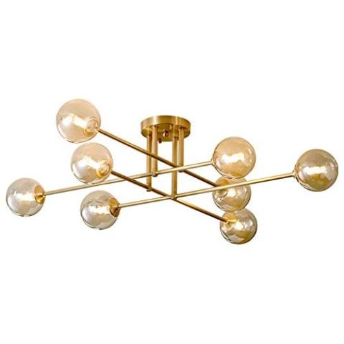Modo Lighting Modern Molecular Chandelier Nordic Magic Bean Pendant Light Fixture, Creative Bubble Ball Rotating Ceiling Chandelier with Glass lampshade, for Living Room Kitchen (8-Light)
