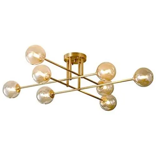 Modo Lighting Modern Molecular Chandelier Nordic Magic Bean Pendant Light Fixture, Creative Bubble Ball Rotating Ceiling Chandelier with Glass lampshade, for Living Room Kitchen (8-Light)