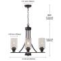 BONLICHT 3 Lights Oil-Rubbed Bronze Traditional Chandelier Rustic Kitchen Island Lighting Fixtures Hanging Clear Glass Cylinder Pendant Lights Classic Ceiling Light for Dining Room Bedroom Foyer