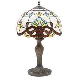 Tiffany Style Table Lamps Lighting Stained Glass Lampshade Antique Base for Living Room and Bedroom Bedside Desk Lamp Office and Hotel