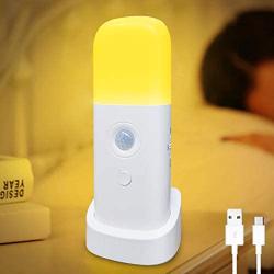 Motion Sensor Light Indoor, Dimmable LED Night Light, Build in 2000mAh Rechargeable Battery Operated, Portable Motion Activated Night Light for Kids Room, Bathroom ,Living Room, Bedroom.(Warm White)