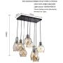 FM-24 Vintage 8-Lights Island Cognac Glass Cluster Pendant Chandelier Antique Black Finish Glass Ceiling Lights for Dining Room, Cafe, Bar