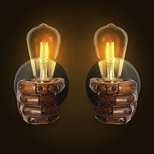 Vintage Wall Sconce Industrial Wood Hand Design Wall Lamp for Farmhouse Bedroom Bathroom Hallway Kitchen Restaurant Bar