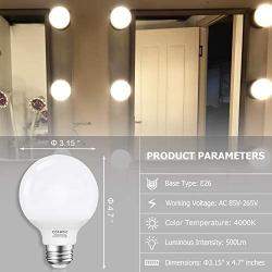 G25 LED Globe Light Bulbs,Cotanic 5W Vanity Light Bulb (60W Equivalent),Daylight 4000K,Non-dimmable Makeup Mirror Lights for Bedroom,Led Bathroom Light Bulbs,E26 Medium Screw Base,500lm,Pack of 4