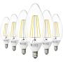 Sunco Lighting 6 Pack B11 LED Candelabra Bulb, Dusk-to-Dawn, 5W=40W, 3000K Warm White, Filament, 500 LM, E12 Base, Outdoor Decorative Light for Sconces - UL