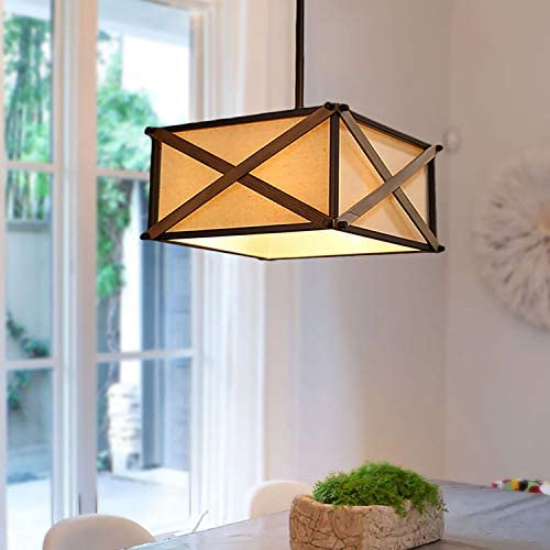 LOG BARN Rustic Square Light Fixture, 3-Light Wood Chandeliers for Dining Rooms and Kitchen Island LOG BARN Rustic Square Light Fixture, 3-Light Wood Chandeliers for Dining Rooms and Kitchen Island