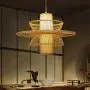 LITFAD Multi Tiers Ceiling Pendant Light 1 Light LED Pendant Lamp Modern Handmade Bamboo Hanging Light for Dining Room Restaurant Living Room - Beige, 16'' (40 cm)