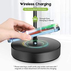 Wireless Charging Industrial Table Lamp 3-Way Touch Control Dimmable Desk Lamp with USB Port Bedside Lamp with Hanging Seeded Glass Shade for Office Bedroom Living Room, Bulb Included