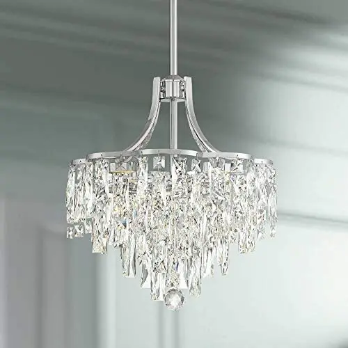 Villette Chrome Pendant Chandelier 15 3/4'' Wide Modern Crystal Cascade LED 5-Light Fixture for Dining Room House Foyer Kitchen Island Entryway Bedroom Living Room - Vienna Full Spectrum