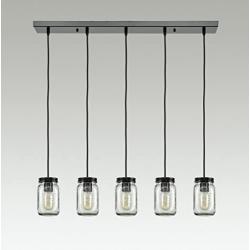 EUL Mason Jar Kitchen Island Pendant Lights 5-Light Adjustable Glass Jar Chandelier Oil Rubbed Bronze