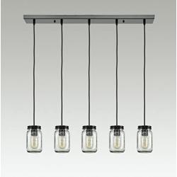 EUL Mason Jar Kitchen Island Pendant Lights 5-Light Adjustable Glass Jar Chandelier Oil Rubbed Bronze