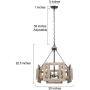 Farmhouse Chandelier, 4-Light Wood Chandelier, Drum Chandelier for Kitchen Island, Dining Room, 20'' Diameter, Weathered Brown