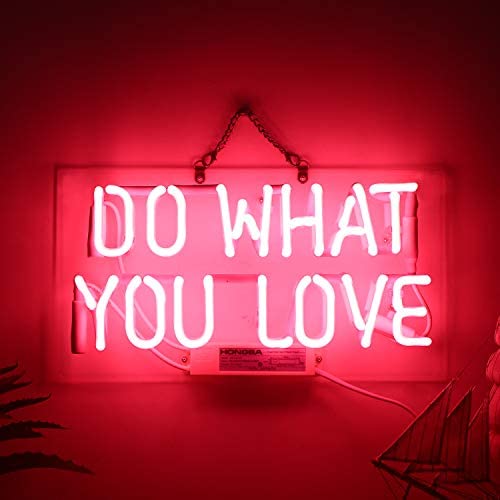 Neon Signs,DO What You Love Real Glass Neon Sign Beer Bar Pub Store Home Room Party Light Sign Neon Lamp Wall Artwork Signs, Prepaid Custom Duty（14.5''x8'',Pink）