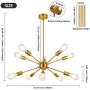 WBinDX 10 Lights Sputnik Chandelier Gold Modern Pendant Lighting Mid Century Ceiling Light Fixture for Bedroom Living Room Dining Kitchen, Brass