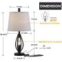 Modern Farmhouse Table Lamp Sets of 2 with 2 USB Ports Pulg in Industrial Nightlight Open Column Bedside Nightstand Light Lamps for Bedroom Living Room, White Fabric Shade, 2-Pack