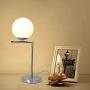 KARMIQI Modern Bedside Table Lamp with Glass Ball Shade, Contemporary Globe Desk Lamps for Living Room, Sliver Nightstand Lamps for Bedroom