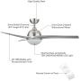 CO-Z 52’’ Modern Ceiling Fan with Lights and Remote, Contemporary Ceiling Fans Brushed Nickel Memory, Indoor LED Ceiling fan for Kitchen Bedroom Living Room, 3 Reversible ABS Blades in Brushed Nickel