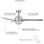 CO-Z 52’’ Modern Ceiling Fan with Lights and Remote, Contemporary Ceiling Fans Brushed Nickel Memory, Indoor LED Ceiling fan for Kitchen Bedroom Living Room, 3 Reversible ABS Blades in Brushed Nickel
