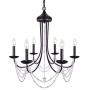Wellmet Black Farmhouse Chandeliers for Dining Room Kitchen Island Lighting Hanging Fixture 6 Arms, 6-Light Chandeliers,Classic Candle Ceiling Pendant Light Fixture, 28 inches Diameter