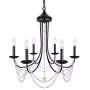 Wellmet Black Farmhouse Chandeliers for Dining Room Kitchen Island Lighting Hanging Fixture 6 Arms, 6-Light Chandeliers,Classic Candle Ceiling Pendant Light Fixture, 28 inches Diameter