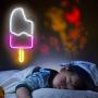Protecu Popsicle Neon Sign 18''X10'' inch, USB Powered 3D Art Neon Signs for Wall Decor, Decorative Lights Neon Signs for Bedroom, Birthday, Party, Home Decorations (White & Pink Popsicle)