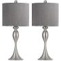 OYEARS Modern Table Lamps Set of 2 for Bedroom 24.25“ Bedside Sliver Lamps for Living Room Nightstand Table Lamps with Dark Grey Shade Brushed Nickel OYEARS Modern Table Lamps Set of 2 for Bedroom 24.25“ Bedside Sliver Lamps for Living Room Nightstand Table Lamps with Dark Grey Shade Brushed Nickel