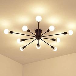 Dellemade Modern Sputnik Chandelier, 10-Light Ceiling Light for Bedroom,Dining Room,Kitchen,Office (Black)