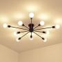 Dellemade Modern Sputnik Chandelier, 10-Light Ceiling Light for Bedroom,Dining Room,Kitchen,Office (Black)