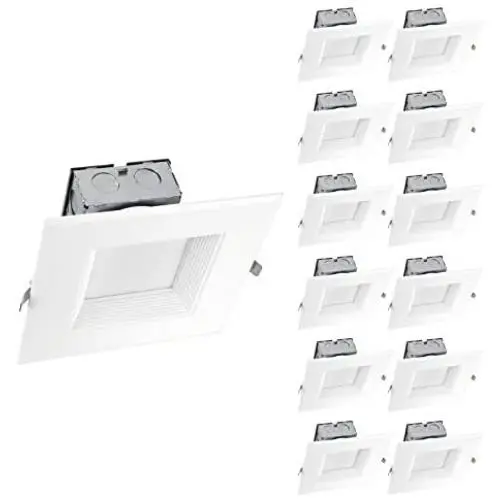 OSTWIN (12 Pack) 6 Inch LED Square Downlight with Junction Box, Dimmable Canless Recessed Ceiling Light, IC Rated, 15W (120 Watt Replacement), 1000 Lm, 4000K (Bright Light), Energy Star, ETL Listed OSTWIN (12 Pack) 6 Inch LED Square Downlight with Junction Box, Dimmable Canless Recessed Ceiling Light, IC Rated, 15W (120 Watt Replacement), 1000 Lm, 4000K (Bright Light), Energy Star, ETL Listed