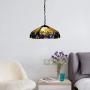 LITFAD LED Pendant Lighting 4 Light Dome Pendant Light Tiffany Victorian Stained Glass Drop Light Ceiling Hanging Light for Restaurant Living Room Bedroom Hotel - Yellow