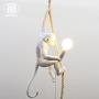 IJ INJUICY Loft Vintage Resin Hemp Rope Monkey Pendant Light Fixture Industrial Retro E26 Edison Ceiling Pendant Lamp for Dining Living Room Childrens Bedroom Bar Cafe