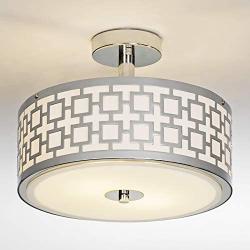 POPILION Chrome Finish Flush Mount Ceiling Light,Ceiling Light Fixture Tempered Glass Acrylic