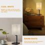 Ralbay USB Table Lamp, Bedside Desk Lamp with 2 USB Charging Ports, Metal Black Base Nightstand Lamp with Flaxen Fabric Shade, Perfect Table Lamps for Bedroom, Living Room, Office