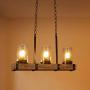 3-Lights Wooden Farmhouse Kitchen Island Lighting, Industrial Hanging Pendant Light Fixtures for Dinning Table, Bar, Dinning Room