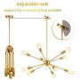 Sputnik Chandelier 10 Lights - Mobile Chandelier Lighting Fixture for Dining Room, Brushed Brass Ceiling Lighting for Bedroom,Hallway,Kitchen,Living Room