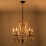 Farmhouse Wood Chandelier Candle Holder 5-Light Distressed White Wooden Chandelier French Country Rustic Chandelier Pendant Lighting with Adjustable Chain by Oaks Decor