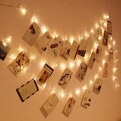 Photo Clip String Lights 17Ft, 50 LED Fairy String Lights with 50 Clear Clips for Hanging Pictures, Battery Operated, Birthday Party Best Dorm Bedroom Wall Decor Wedding Decorations