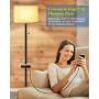 Lifeholder Floor Lamp, Modern Floor Lamp with Useful Dual USB Ports & Rectangle Tray Table, LED Floor Lamp with Line Fabric Shade & Pull Chain, Standing Lamp Idea for Bedroom, Living Room or Office