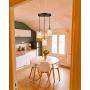 WENFENG Industrial 3-Light Pendant Lighting, Adjustable Hanging Light Fixtures, Flush Mount Ceiling Chandelier, Water Ripple Glass Shade E26 Bronze Base, for Kitchen Island Hallway Dinning Room