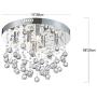 Bestier Modern Crystal Round Raindrop Chandelier Lighting Flush Mount LED Ceiling Light Fixture Pendant Lamp for Dining Room Bathroom Bedroom Livingroom 6 G9 Bulbs Required 15 in Wide 9.8 inch High