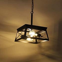 HMVPL Industrial Pendant Lighting Fixtures, Farmhouse Swag Chandeliers Hanging Light Mini Ceiling Lamp 2-Light for Kitchen Island Dining Room Bedroom Foyer Hallway Front Door