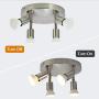 Garwarm Round Track Lighting Fixture, 4-Light Flush Mount Ceiling Spotlight GU10 LED Bulb Multi-Directional Ceiling Light for Kitchen Hallway Dining Room, 3000K Warm White, Polished Chrome