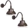 2 Pack - 10in. Bronze Gooseneck Barn Light LED Fixture for Indoor/Outdoor Use - Photocell Included - Swivel Head - 25W - 2000lm - Energy Star Rated - ETL Listed - Sign Lighting - 3000K (Warm White)