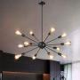 Vintage Pendant Light with 12 UL Sockets, Elibbren E26 Base Modern Black Sputnik Hanging Light Industrial Hanging Pendant Light Fixture for Kitchen Dining Room Bedroom Study Living Room