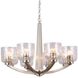 Alice House 29.5'' 8-Light Large Chandeliers for Dining Room, 72'' Chain, Brushed Nickel Finish, Kitchen Light Fixtures with Clear Hammered Glasses, Modern Farmhouse Chandelier AL6091-H8