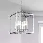 Maxax 4-Lights Lantern Chandelier Square Dining Room Light Fixture Hanging with Adjustable Hanging Height for Dining Living Room Foyer Office, Chrome Finish Maxax 4-Lights Lantern Chandelier Square Dining Room Light Fixture Hanging with Adjustable Hanging Height for Dining Living Room Foyer Office, Chrome Finish