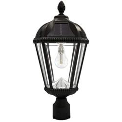 Gama Sonic GS-98B-F-BLK Royal Bulb Lamp Outdoor Solar Light Fixture, 3'' Post-Fitter Mount, Black