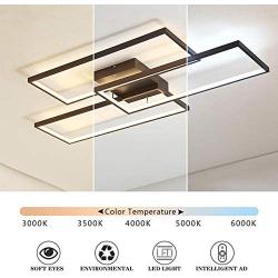 Ganeed Modern Ceiling Light,63W Dimmable LED Ceiling Lamp,3 Square Acrylic Black LED Chandelier,Flush Mount Ceiling Light Fixture for Dining Living Room Study Kitchen,3000-6500K