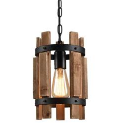 Wood Chandelier Rustic Chandeliers Farmhouse Round Pendant Chandelier 1 Light Small Chandelier